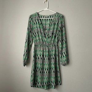 Women’s Green and Blue Long Sleeve Dress M